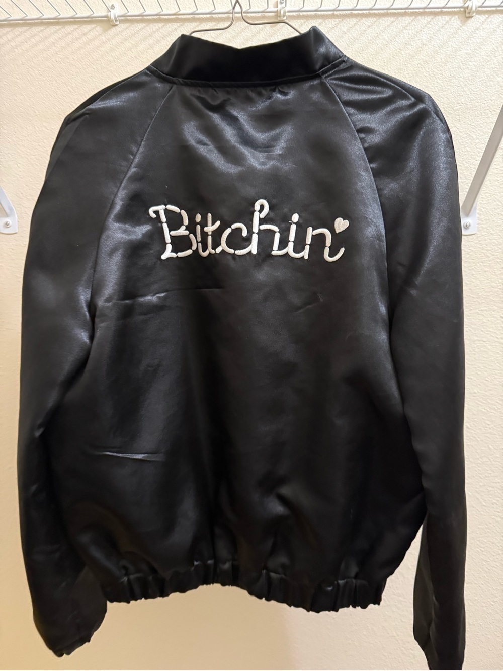 Black Polyester 'Bitchin' Embroidered Jacket